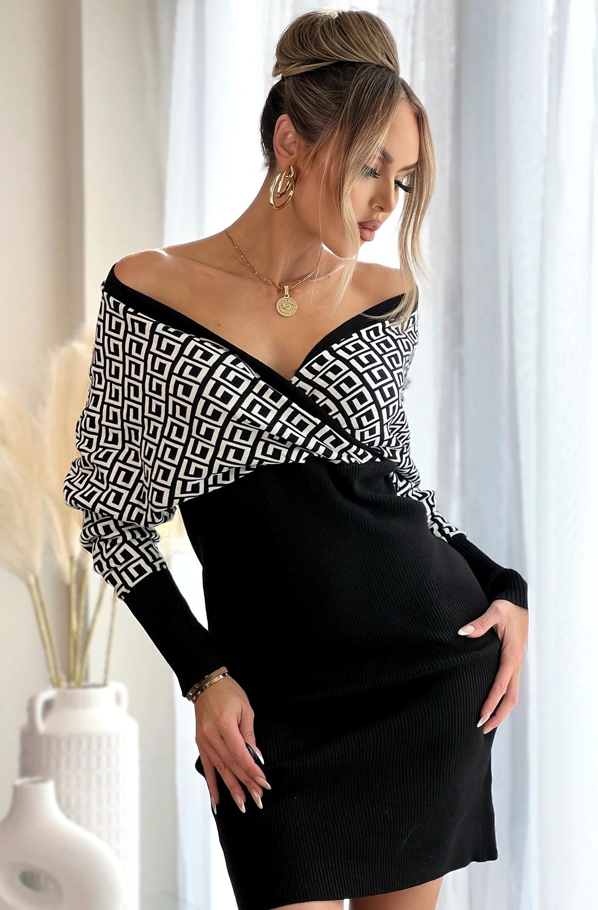 Geometric Sweater Dress