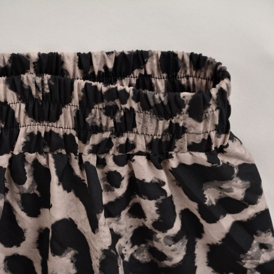 High Waist Leopard Print Midi Skirt