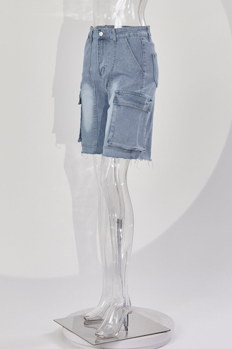 Cargo Denim High Waist Shorts