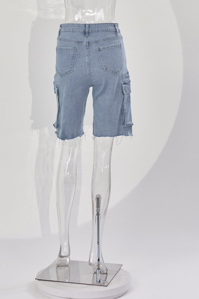 Cargo Denim High Waist Shorts