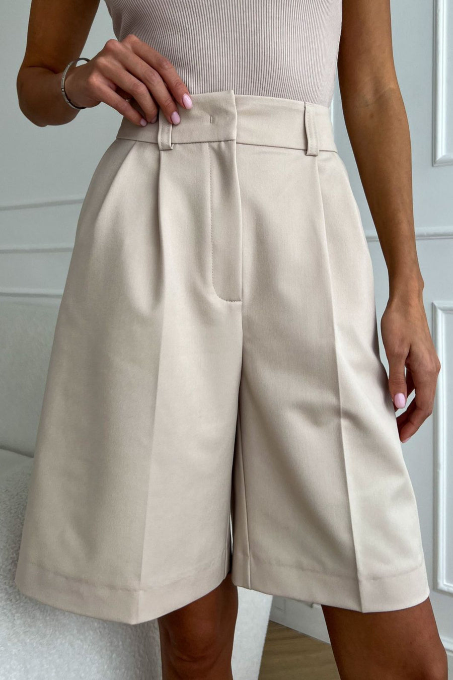 Spring High Waist Long Shorts