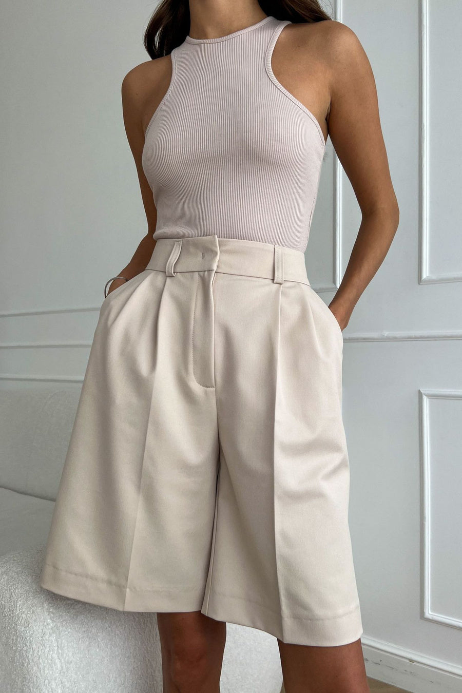 Spring High Waist Long Shorts