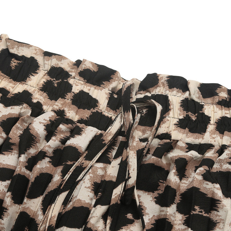 Leopard High Waist Drawstring Pants
