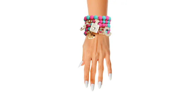 Fuchsia & Teal Charm Bracelets
