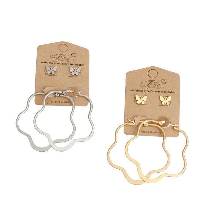 Stainless Steel Flower / Butterfly Earrings