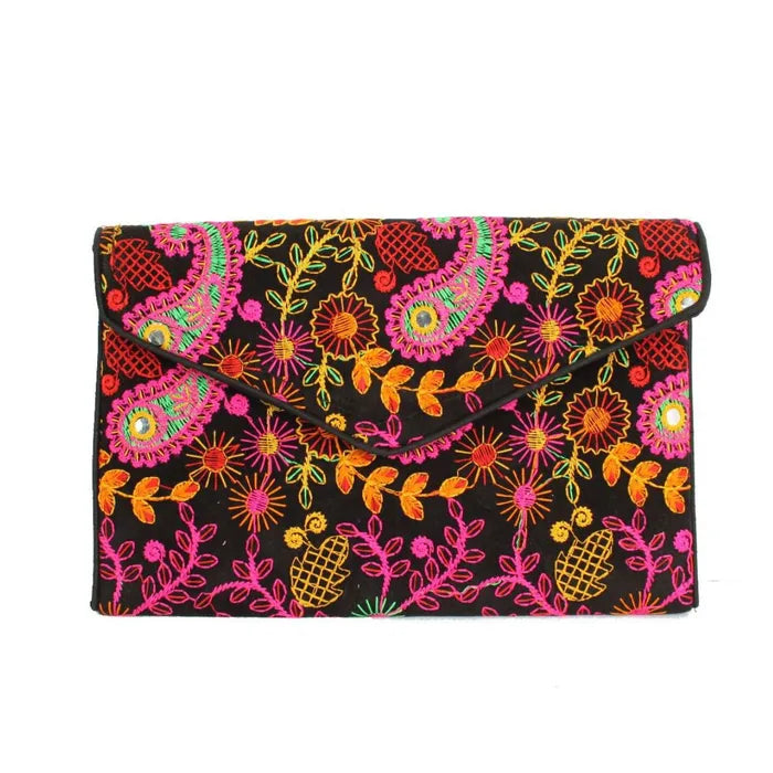 Embroidered Multi Colored Clutch