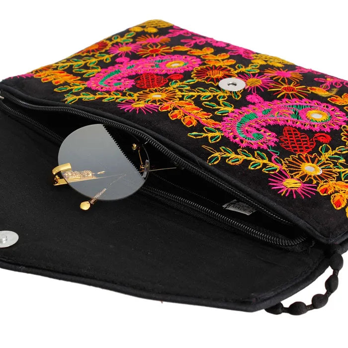 Embroidered Multi Colored Clutch