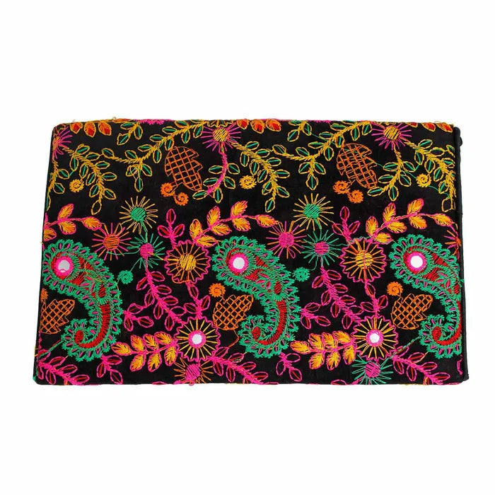Embroidered Multi Colored Clutch