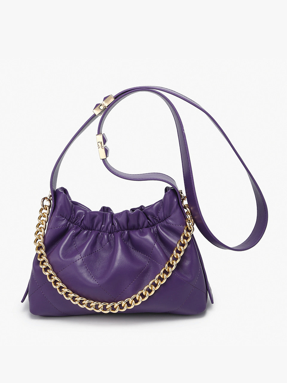 Ruched Top Bucket Bag w/ Chain Strap