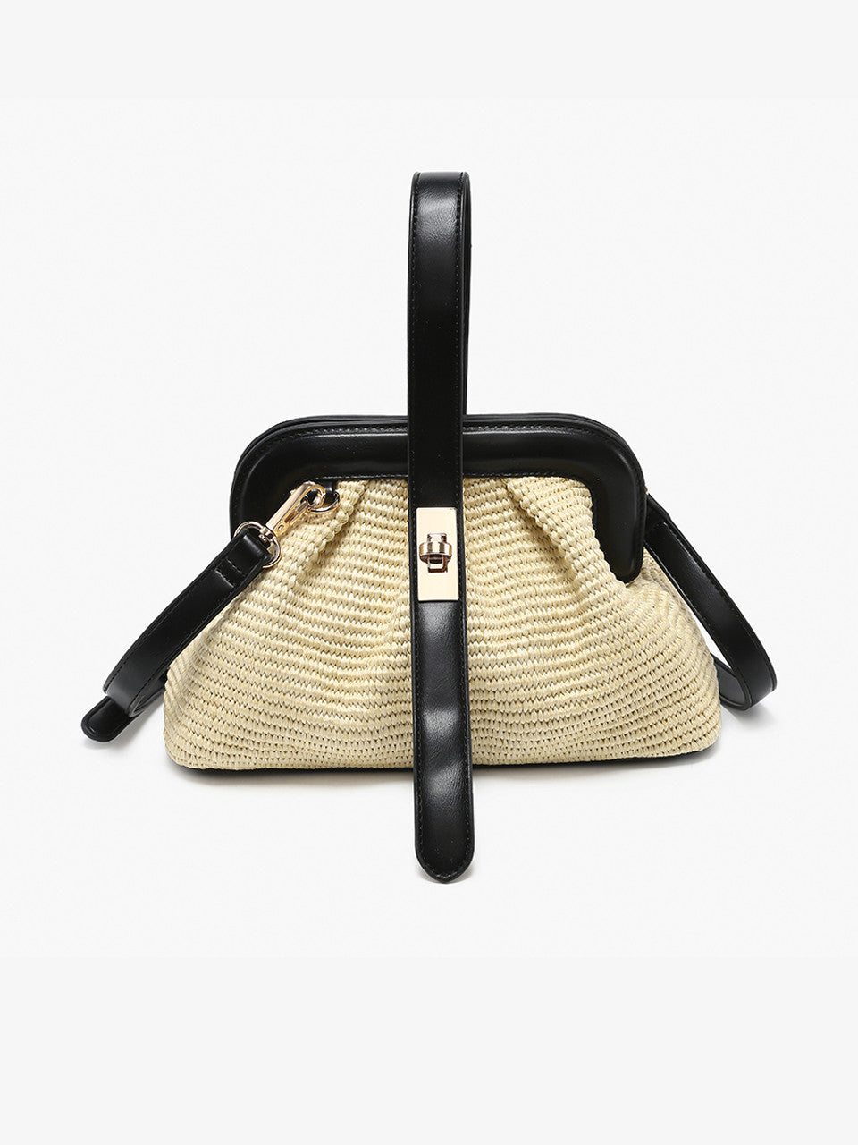 Twist Lock Straw Satchel w/ Straps