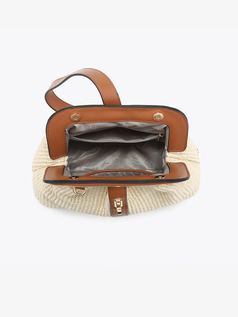 Twist Lock Straw Satchel w/ Straps