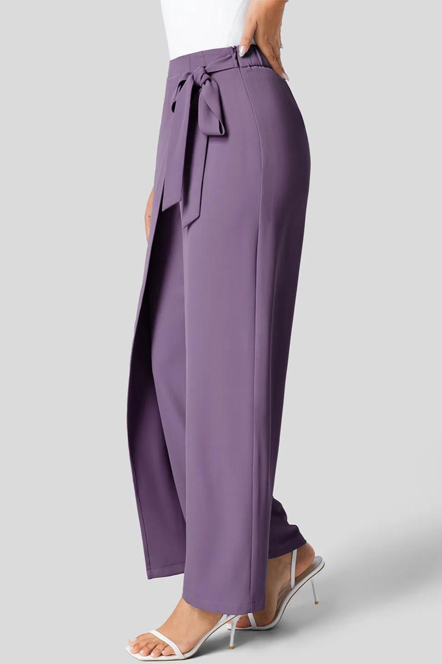 Side Belt High Waist Pants