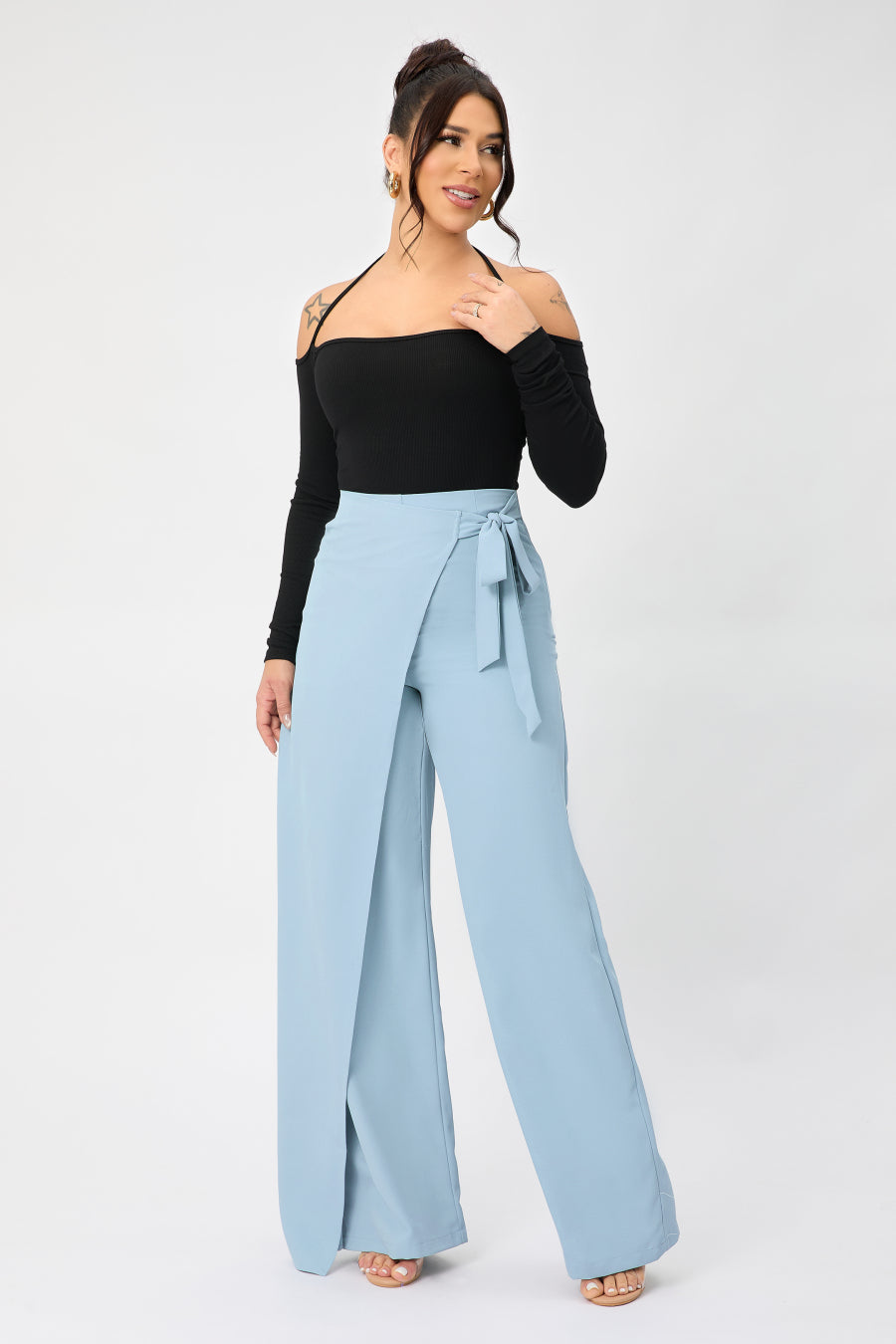 Side Belt High Waist Pants