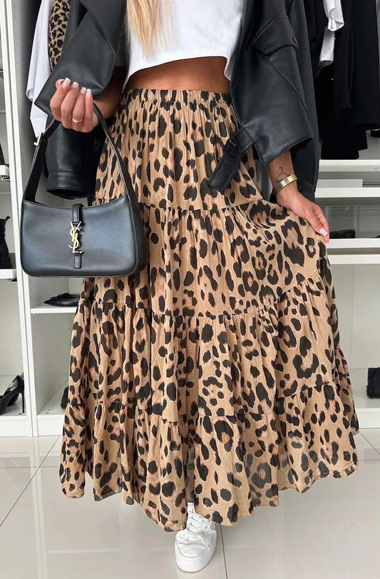 Leopard Print Maxi Skirt