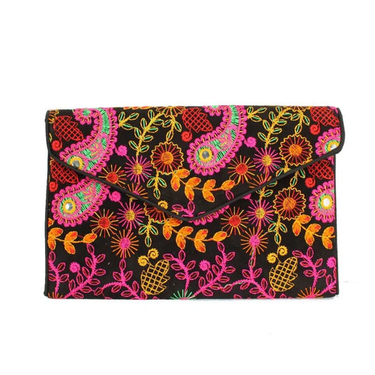Embroidered Multi Colored Clutch