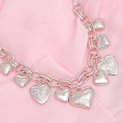 Silver Heart Necklace Set