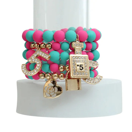 Fuchsia & Teal Charm Bracelets