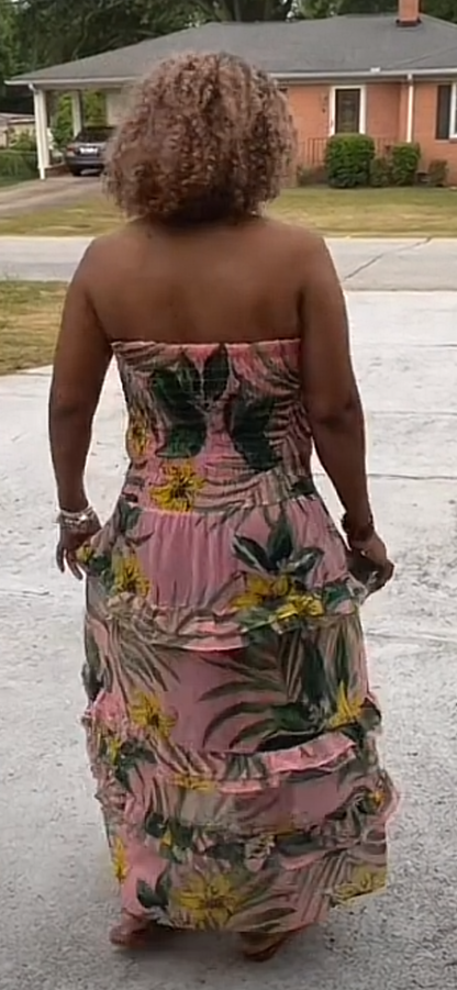 Floral Beach Skirt / Strapless Maxi Dress