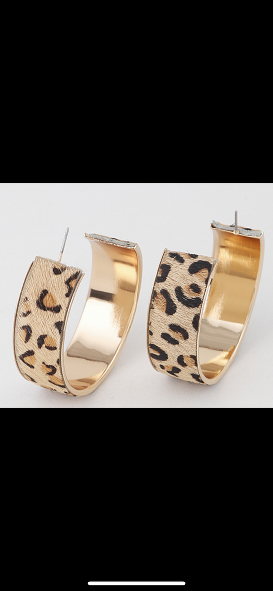 Leopard Print Hoop Earrings