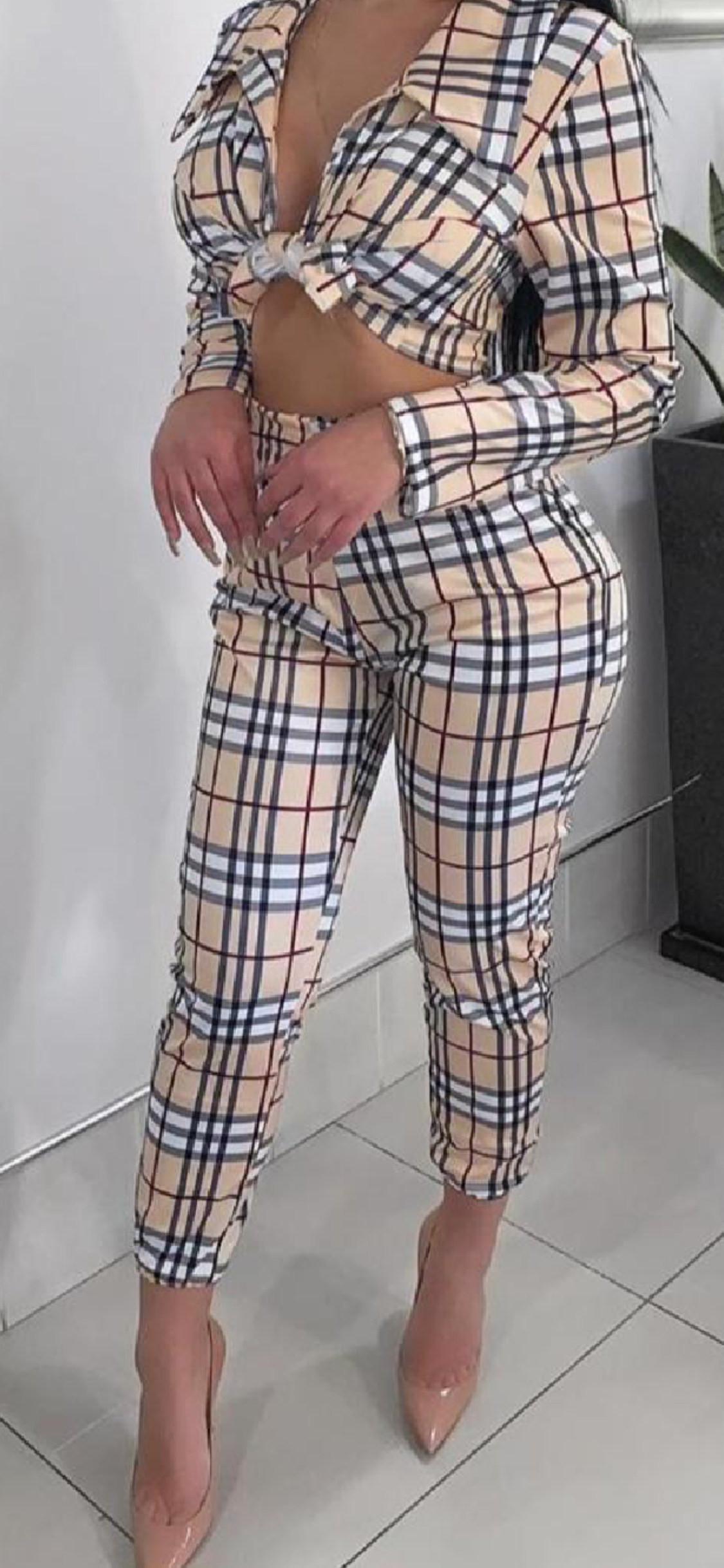 Plaid Pants Set