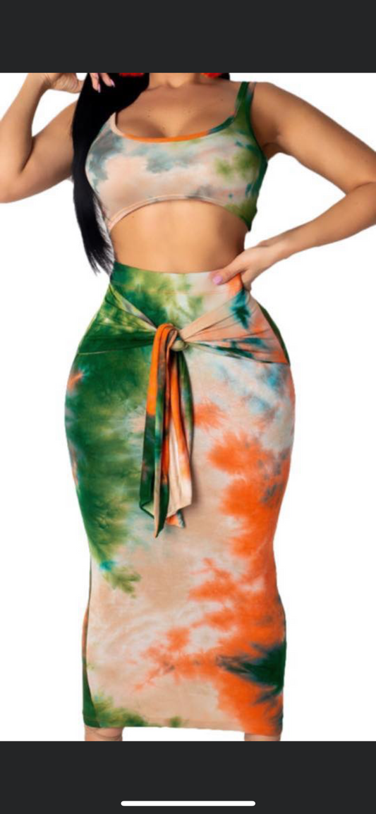 Tie Dye Crop Skirt Set