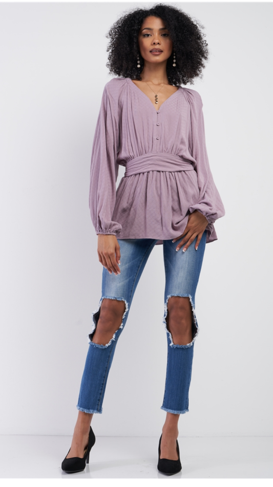 Lilac V-Neck Blouse