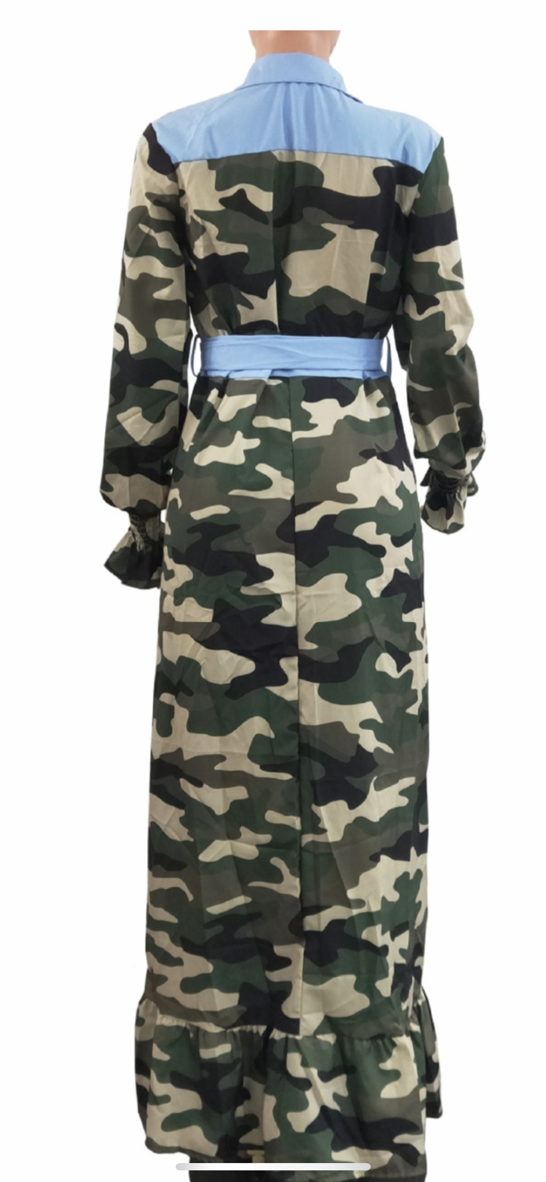 Camo and Blue Maxi Dress