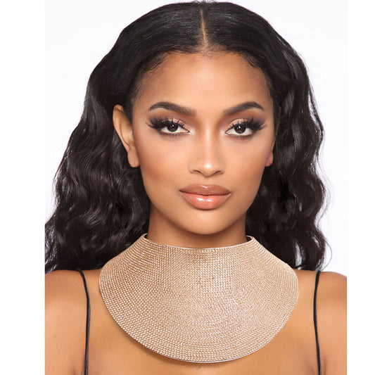 Rose Gold Rhinestone Collar Set