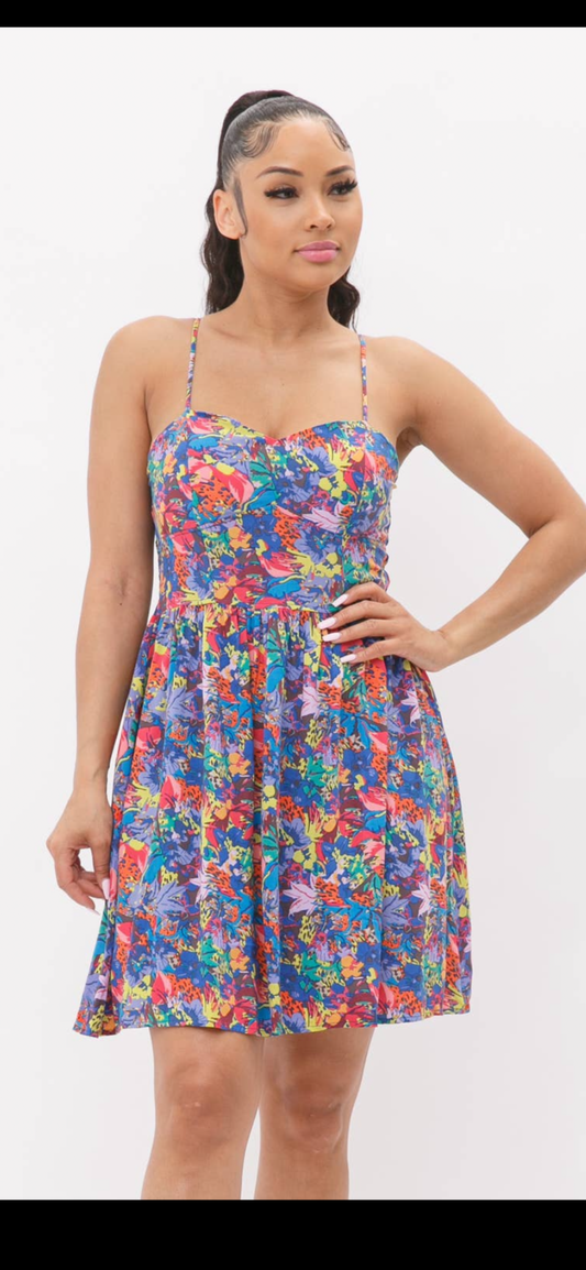 Abstract Floral Dress