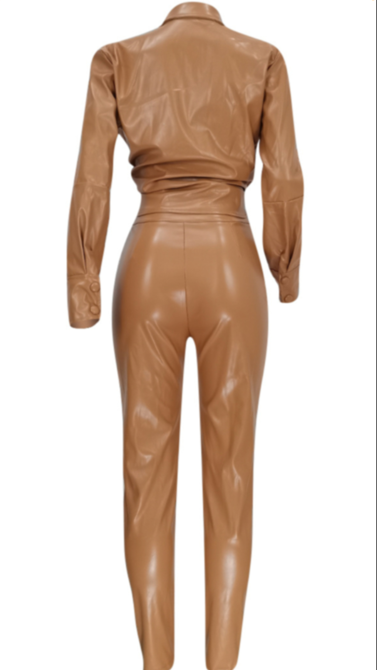 Two Piece Faux Leather Pants Set